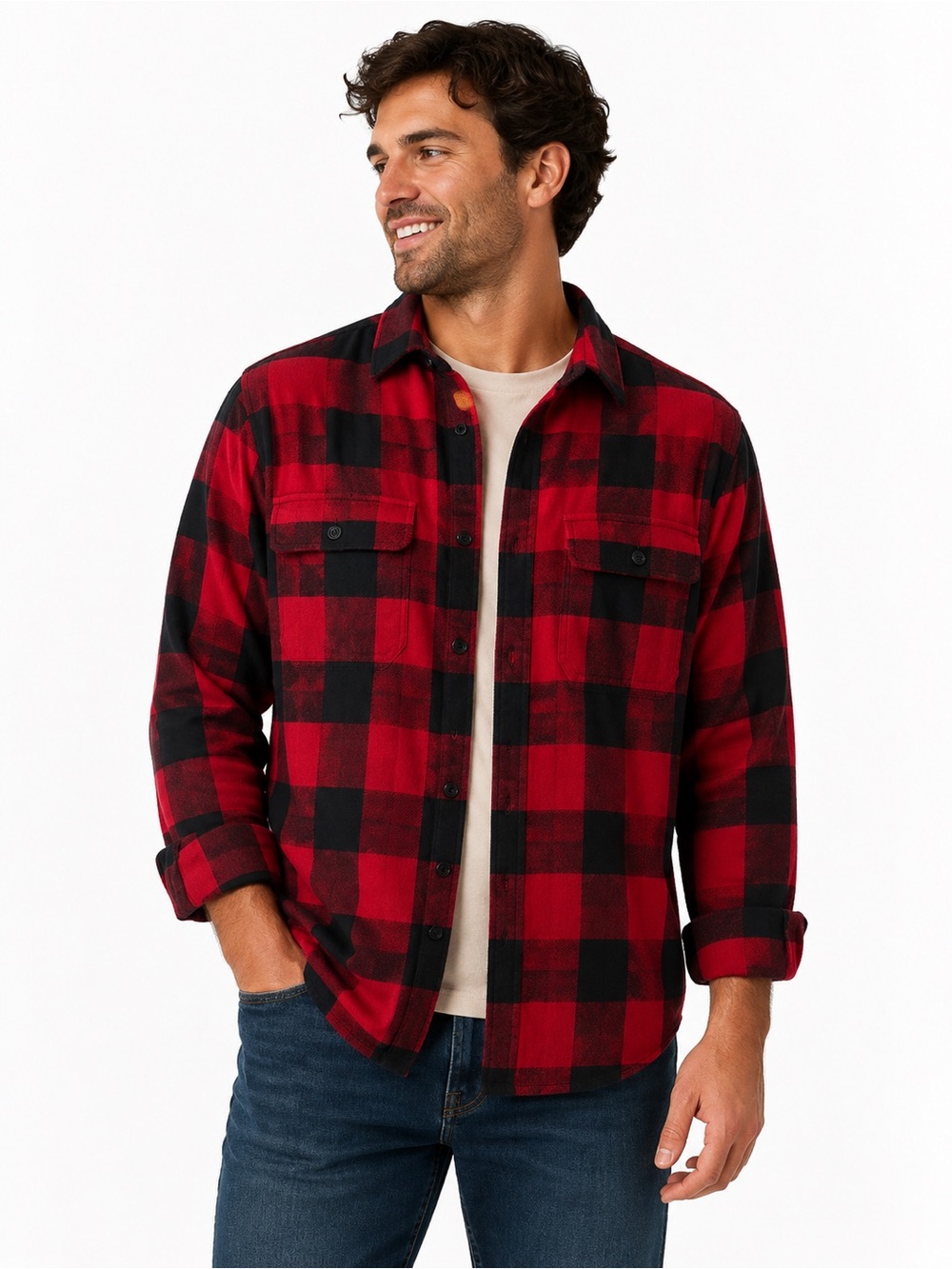 Field & Stream Red and Black Buffalo Plaid Shirt Jacket